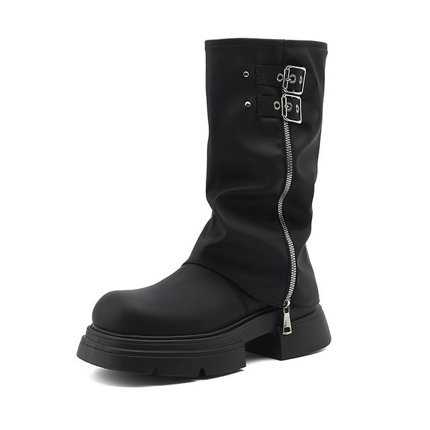 Chunky Sweet Cool Style Hot Girl Slouch Thick Sole Platform Over-the-Knee Long Mid-Calf Riding Boots_vogvips.com