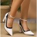 228-85DX Large Size 41-43 Pointed Toe Chunky Heel Color Block Shallow Mouth Work Shoes Cross-Border European And_vogvips.com