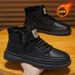 Winter Fleece-Lined High-Top Martin Boots For Men, Black Leather Work Shoes, Non-Slip, Wear-Resistant, Thickened And War_vogvips.com