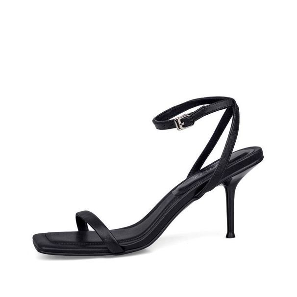 Sandals Internet Celebrity One-word Straps For Women To Wear Outside 2023 Summer Stiletto High-heeled Shoes Black Fairy Style Not Tired Feet_vogvips.com