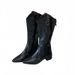 V-Mouth Rivet Pointed Toe Western Cowboy Over-The-Knee Heel Long Women High Tube Knight Boots_vogvips.com
