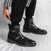 Men's British Style Brogue Ankle Boots - Vintage Pointed Toe Chelsea Boots With Side Zipper For Business Casual & Smart Outfits_vogvips.com