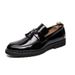 British Style Slip-On Patent Glossy Trendy Men's Loafers Pointed Toe Tassel Casual Hairstylist Leather Shoes_vogvips.com