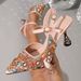 High-end Wedding Party Women's Shoes, Summer Lace Stiletto Sandals, Rhinestone High-heeled Shoes With Shoe Buckle_vogvips.com