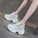 Dad Shoes Women's Thick-soled Inner Height Increase Casual Versatile Color Matching Rhinestone Mesh Sports Women's Shoes_vogvips.com