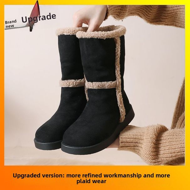 2025 Winter New Fashion Snow Boots For Women, Non-Slip, Cold-Proof, Mid-Calf Boots, Fleece-Lined, Thickened,_vogvips.com