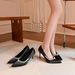 French Black High Heels For Women In The Spring Of 2025, With Rhinestone Edging, Shallow Mouth, Pointed, Sexy, Thin_vogvips.com