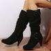 New Plus Size Kitten Fashion For Autumn And Winter 2025, High Cut But Not Over The Knee Round Toe Buckle Strap Women's_vogvips.com
