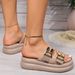 Women's Gold Thick Bottom Wedge 2025 Summer Peep Toe Chunky Platform Sandals Woman Ankle Buckle Anti Slip Beach Shoes_vogvips.com