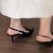 Stiletto Wo's Shoes French Pointed Patent Leather Strap Bow Open Back Shallow Mouth Fashion High Heels Sandals For_vogvips.com