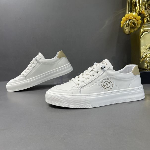 Men's Trendy Autumn Styles, Breathable Leather Flat Men's Versatile Casual Shoes, One Foot White Shoes_vogvips.com