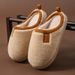 Winter Lamb Wool Women Indoor Home Non-Slip Fleece Lined Warm Couple Fluffy Simple Cotton Slippers For Men_vogvips.com
