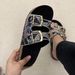 Women's Shoes Fashion Double Buckle Sequin Diamond Flat Slippers Large Size Outdoor Beach Cork Slippers_vogvips.com
