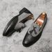 Euro Step Britih Style Pointed Toe Men' Brogue Leather Korean Verion Large Size Slip-On Buine Caual Hairtylit Trendy_vogvips.com