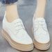2025 Spring Genuine Leather Thick Sole Lace-up Casual Women's Shoes Dropshipping 1720 Platform Height Increasing_vogvips.com