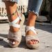 Women's High Heeled Wedge Sandals One Strap Style Trendy Roman Fairy Espadrilles Summer Footwear_vogvips.com