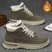 Men's Winter Fleece-Lined Martin Boots, Trendy Versatile High-Top Work Shoes, Thick Warm Cotton Shoes, Leather Casual An_vogvips.com