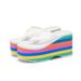 Women's Shoes Summer Rainbow Thick Soled Sandals Super High Heel Flip Flops Women's Colorful Spring Women's Shoes Casual Beach Flip Flops_vogvips.com