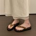 Women's Flat Flip-flops Summer , New Trendy High-end Style, Toe-post Sandals For Seaside Vacations_vogvips.com