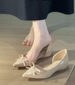 French-style Height-increasing Shoes 2026 New Model Bowknot Patent Leather Sandals For Petite Individuals With Pointed_vogvips.com