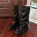 Round Platform Thick Sole British Style Versatile For Women 2025 Autumn Winter Slouch Big Toe Cuff Boots_vogvips.com
