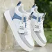 Mens White Grey Durable Blue Color Block Low Top Sneakers_vogvips.com