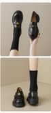 Platform Loafers Women's Retro British Style Small Leather Shoes Black Thick Heel Single Shoes Women's Soft Sole_vogvips.com