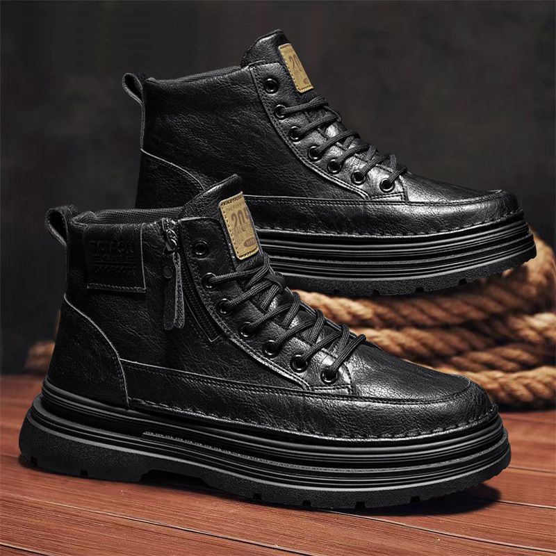 European Warm Series 2025 New Martin High Top British Style Casual Leather Waterproof Wear-resistant Construction Men's Work Boots_vogvips.com