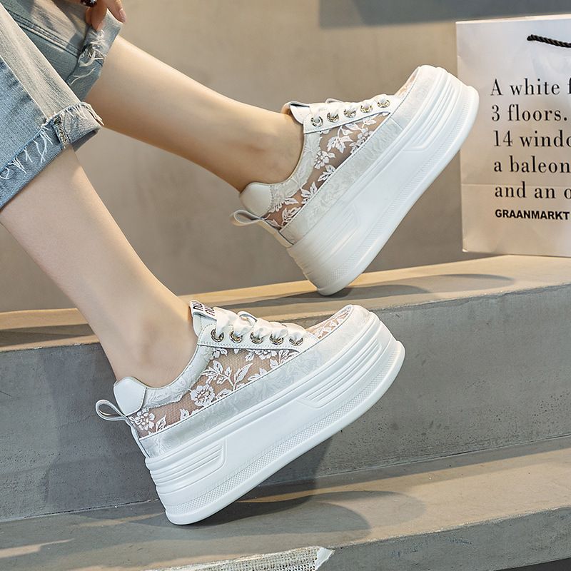 New Chinese Style White For Women Summer Mesh Breathable Lace Casual Women's Shoes_vogvips.com