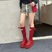 Soft Leather Version~ Thick-Soled High Tube Red 2025 Outdoor Camping Over-the-Knee Travel Long Riding Boots_vogvips.com