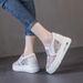 Rhinestone Flower Women's Mesh Hidden 7cm Height Increase Wedge Heels 2025 New Spring Summer Platform Casual Shoes_vogvips.com