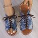 European American Large-size Peep-toe Slippers, Fashionable Lace-up Flat Casual Slippers For Women, Roman Sandals,_vogvips.com