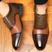Spring And Autumn New Blok Color Blocked Men's Carved Fashionable Breathable Versatile Business Dress Wedding Leather_vogvips.com