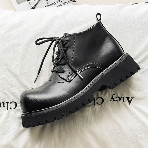 Thick-Soled Short High-Top Derby Leather Shoes Height-Increasing Martin European And American Workwear Motorcycle Unisex_vogvips.com