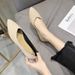 Work Black Soft Leather, Comfortable Small Leather V-Mouth Pointed Toe Flat Single Shoes, Professional Office Shoes For_vogvips.com