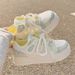 Summer Women's White Sneakers 2025 New Breathable Mesh Versatile Niche Bread Thick Sole Sports Board Shoes_vogvips.com