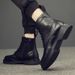 Large Size Chelsea Boots Men's Breathable Wind Pointed Fur Short Boots High Top Leather Shoes Medium Top Martin Boots_vogvips.com