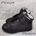 Black Genuine Leather Men's Casual Shoes Street Style Round Toe High-Top Sneakers Autumn Winter Mixed Colors Outdoor Men_vogvips.com