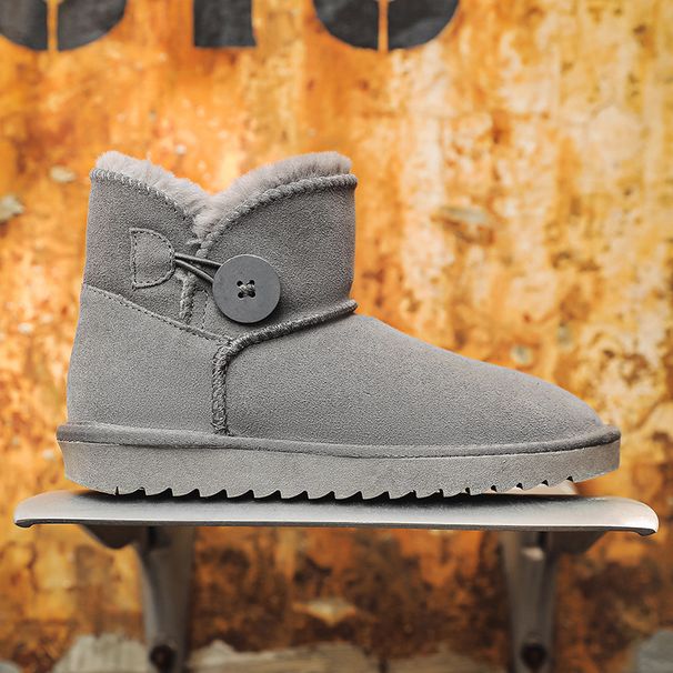 Popular Autumn And Winter New Cowhide Snow Boots Women's Short Boots Short Cotton Shoes Bread Shoes Cute Non-slip Thickened_vogvips.com