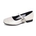 7220 Huidong Yixinda Round Square Toe Shallow Mouth Silver Small Leather Flat Hidden Heel Soft Sole Mary Jane Single_vogvips.com