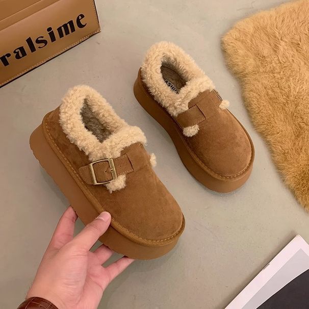 Thick-Soled Snow Boots For Women 2025 New Niche Winter Women's With Fleece Lining, Thickened Fur, Warm -Style_vogvips.com
