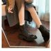 Grape Mom Same Autumn Winter New Short Washed Shrink Pattern Horse Leather Round Toe British Style Lace-up Thick Sole_vogvips.com