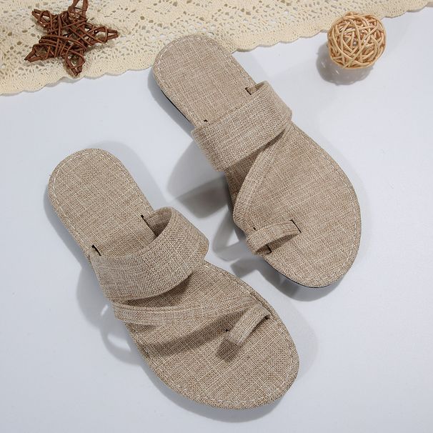 2025 Spring/Summer New Large Denim With Fashion And Comfortable Toe Set, Flat Heel Women's Cool Slippers_vogvips.com