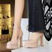Women's Chunky Heel Round Toe Pumps With Double Waterproof Platform And Patent Leather Straps - Elegant Evening Shoes For Spring & Autumn_vogvips.com