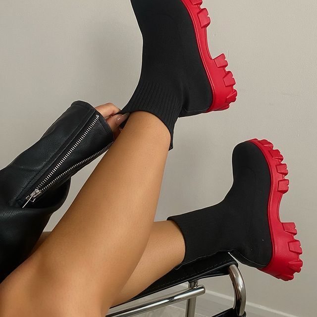 Couple's Socks Shoes Women's 2021 Autumn and Winter New Thick-soled Casual Large Size Internet-famous Knitted Short Boots Women's Cross-border Large S_vogvips.com