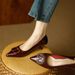 Comfortable Stiletto Slip-on Shoes 2026 Spring New French Style Soft Leather Square Buckle Pointed Toe Mid-heel Shallow Single Sho_vogvips.com