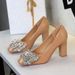 Women's Shoes Chunky Heel High Heels, Versatile Rhinestone Bow Dress/Wedding Dress Shoes, Patent Leather Elegant Square Toe Flats For Women_vogvips.com