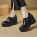 Brown Thick-Soled Loafers Women, 9Cm High Heels, Platform Petite Individuals, Comfortable For The Feet, Wedge Heel,_vogvips.com