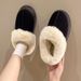 Platform Thick-Soled Snow Boots Height Increasing Warm Fleece-Lined Shoes Winter Indoor Women's Cotton Slippers_vogvips.com