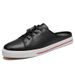 Men's Round Head Leather Men's Casual Lace-up Splicing Lazy Shoes Men's Shoes_vogvips.com